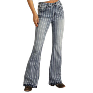 Rock & Roll Cowgirl High Rise Extra Stretch Striped Trouser Jeans Tall 32x38